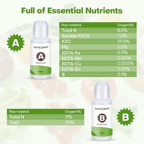 Ahopegarden 800ml A&B Hydroponic Nutrients: Hydroponic Plant Food for Aerogarden, Liquid Plant Food for Vegetables, Fruits, Flowers, ect - All-in-One Fertilizer Solution for Hydroponics Growing System - Image 7