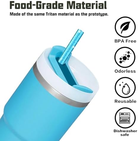 Replacement Straw Compatible with Stanley 14 oz 20 oz Cup Tumbler, 6 Pack Reusable Straw with Cleaning Brush, Plastic, Clolors - Image 4