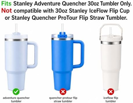Replacement Straws Compatible with 30 oz Stanley Quencher Tumbler, 10.5 Inch Reusable Straws, Drinking Cup Accessories,Purple - 6 Pack - Image 3