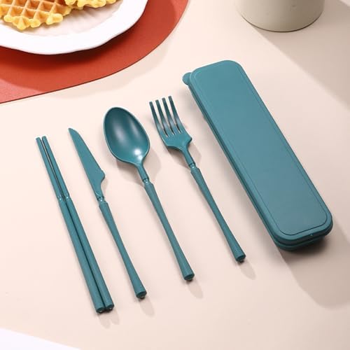 Reusable Travel Utensils with Case, Wheat Straw Fork Spoon Knife Chopsticks - Image 3