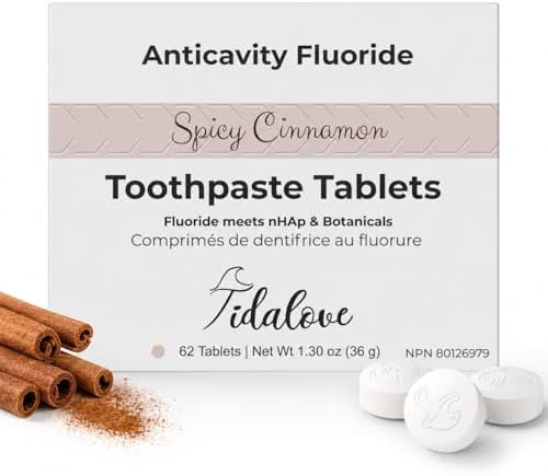 Anticavity Fluoride Toothpaste Tablets, Cinnamon | 62 Tabs Refill by Tidalove