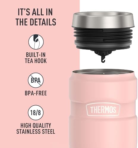 THERMOS Stainless King Stainless Steel Tumbler, 16oz, Matte Pink - Image 4