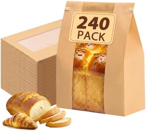Moretoes 240pcs Bread Bags for Homemade Bread with Tab, 13.7x8.3x3.5In by Moretoes
