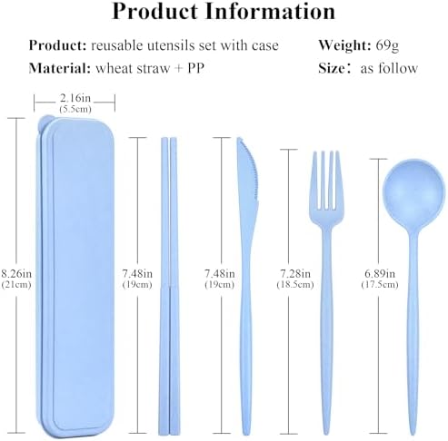 DISSKNIC Travel Utensils with Case, 6 Sets Reusable Utensils Set with Case, Camping utensil Set for Daily Use or Outdoor - Image 2