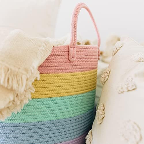 OrganiHaus Rainbow Toy Basket & Blanket Storage Bin, Nursery 20x13" - Image 6