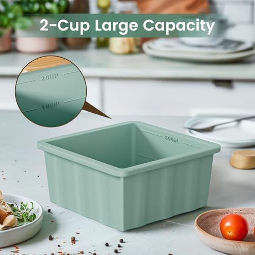 Silicone Freezer Tray for Soup Ice Cubes: 2-Cup Freezing Trays with Lid for Meal Prep - 4Pack Silicon Soup Portion Freeze Tray Make Stock Souped Ice Cube - Image 5