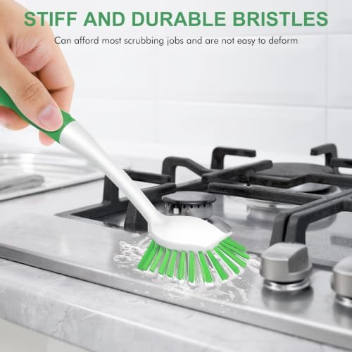 SetSail Dish Brush with Handle, 3 Pack Stiff Bristles Dish Scrubber, Green - Image 4