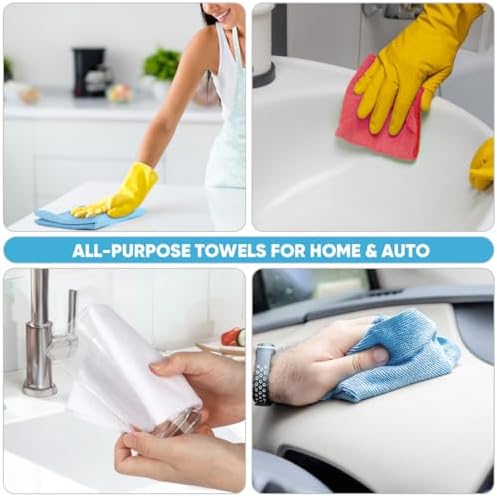 AIDEA White Microfiber Cleaning Cloth-330 Sheets 6 Roll, Shop Rags 11×9" - Image 5