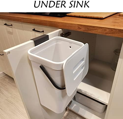 stonespace Hanging Trash Can, 3.2 Gallon Small Waste Bin with Lid, White - Image 4