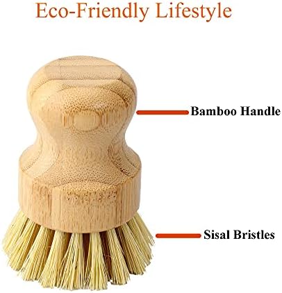Bamboo Dish Scrub Brush, Kitchen Dish Scrubber Brush Set for Cleaning Dishes,Sink, Cast Iron Pan/Pot - Image 2