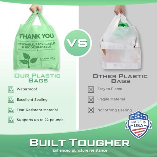 Fuxury Green Plastic Thank You Bags (20000 Count) 11.5 x 6.5 x 21, Grocery, Take Out, To Go, Retail Shopping T-shirt Bags for Small Business in Bulk (Made in USA) - Image 4