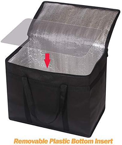 DIOMMELL XL Insulated Reusable Grocery Bags with Sturdy Zipper Reinforced Bottom & Handles, Foldable Washable Heavy Duty Cooler Totes for Hot or Cold Food Delivery, Groceries, Travel, Shopping - Image 6
