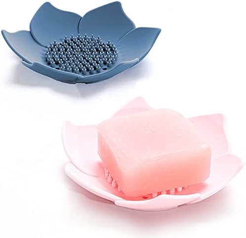 2 Pack Silicone Soap Tray Dishes Soap Holder Saver Draining Bathroom Shower Sink Bathtub by leuapl