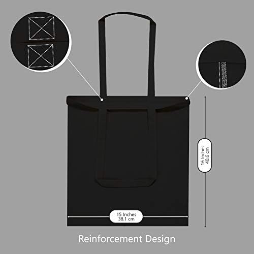 TOPDesign 24-Pack Economical 16"x15" Black Cotton Tote Bag, Lightweight Medium Reusable Grocery Shopping Cloth Bags, Suitable for DIY, Advertising, Promotion, Gift, Activity - Image 6