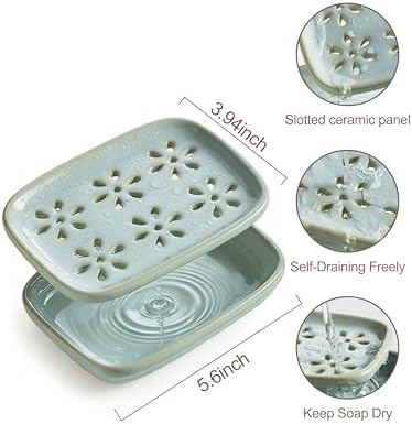 Miamolo Soap Dish for Shower with Drainage 2-Tier Bar Soap Holder Mess-Free - Image 4