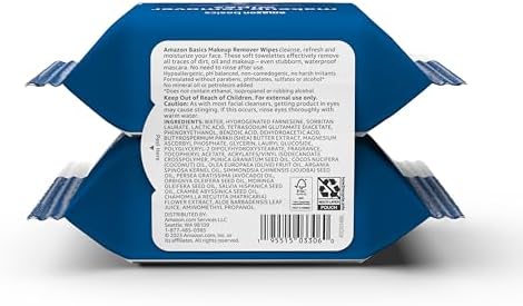 Amazon Basics Makeup Remover Wipes, Gentle Cleansing, Dermatologist Tested, pH-Balanced, Plant Based, Alcohol-Free, Removes Waterproof Mascara, 25 Count, 2-Pack - Image 2