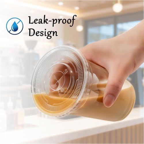 12oz Clear Plastic Cups with Lids and Straws 100 Pack - Image 4