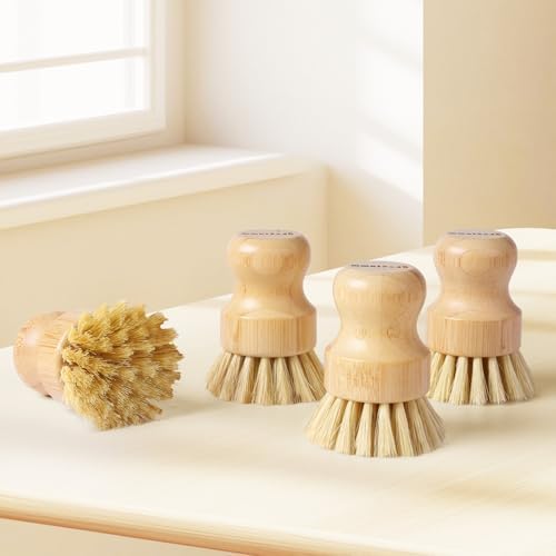 4 Pack Bamboo Dish Brush with Sisal Bristles for Kitchen Cleaning - Image 7