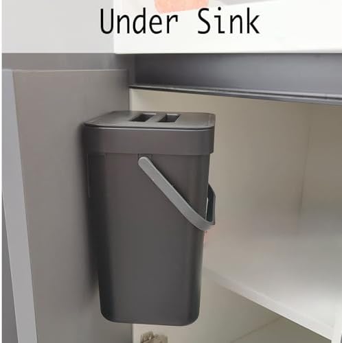 LALASTAR Countertop Compost Bin with Lid, Hanging Small Trash Can with Lid Under Sink for Kitchen, Food Waste Bin for Countertop, Mountable Garbage Can for Bathroom, RV, 5L/1.3 Gal, Black - Image 2
