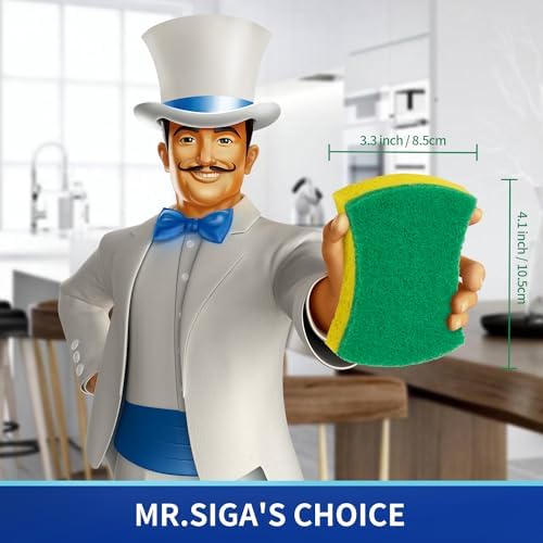 MR.SIGA Heavy Duty Cellulose Scrub Sponge, Dual-Sided Dish Sponge, 12 Pack - Image 2