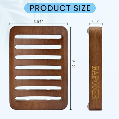 2 Pack FSC Bamboo Soap Holder, Slotted Self-Draining Dish, Walnut Style - Image 2