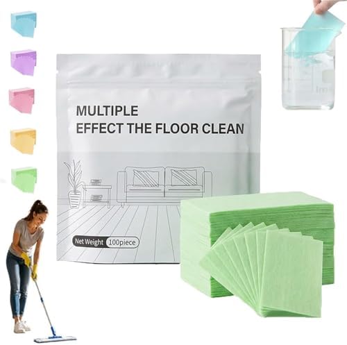 Ivovex Floor Cleaning Sheets,100 Pieces Multi-Effect Floor Cleaning Tablets (Green) by Casiab