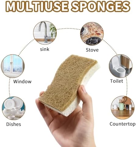 Silkyhose 18 Pack Natural Kitchen Sponges, Cellulose Coconut & Non-Scratch - Image 4