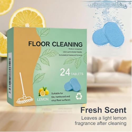 Floor Cleaning Tablets, 24 Count, Hard Floor Cleaner Tablets, Lemon Scent, Multi-Surface Effervescent Cleaner for Hardwood, Tile, Vinyl and Laminate Floors, Streak-Free - Image 2