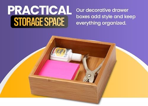 YBM Home Bamboo Drawer Organizer Storage Box for Kitchen Drawer, Junk Drawer, Office, Bedroom, Children Room, Craft, Sewing, and Bathroom, 6 Pack 3x9x2 inch - Image 5