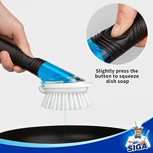 MR.SIGA Soap Dispensing Dish Brush, Kitchen Brush for Pot Pan Sink, 2 Pack - Image 3