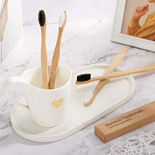 Boao 20 Pcs Bamboo Toothbrushes Bulk Biodegradable Charcoal Toothbrushes Pack Soft Bristle Natural Wooden Individually Wrapped for Adults Reusable Travel - Image 4