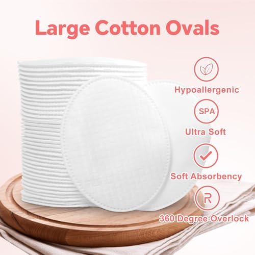 ICOTLE Large Oval Cotton Pads, 80 Count, Multi-Layer, Lint-Free, Dual-Sided, Ultra-Soft Cotton Oval Pads for Makeup Removal, Cleansing, and Toner Application - Image 2
