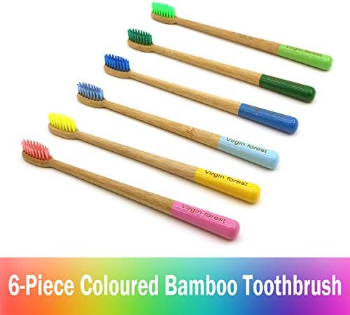 Virgin Forest Bamboo Toothbrushes 6pk, Charcoal Soft Sensitive Gums - Image 2