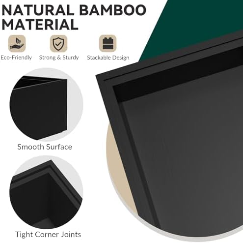 Lixple Bamboo Kitchen Drawer Organizer, 2 Pack, 6" x 3" x 2", Black - Image 5