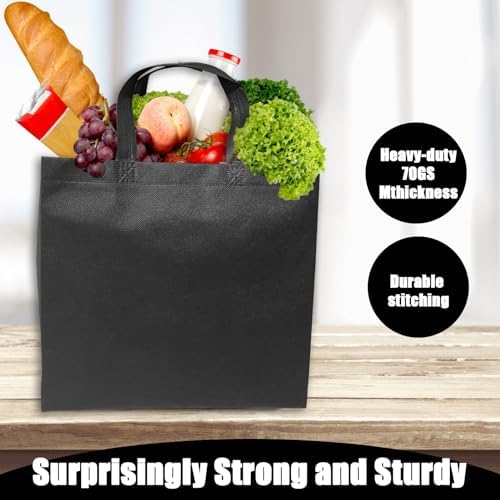 50pcs Reusable Grocery Bags with Handles Non Woven Shopping Tote Bags Bulk - Image 5