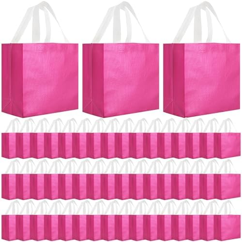 Eccliy 80 Pcs Reusable Gift Bags, Large, Hot Pink by Eccliy