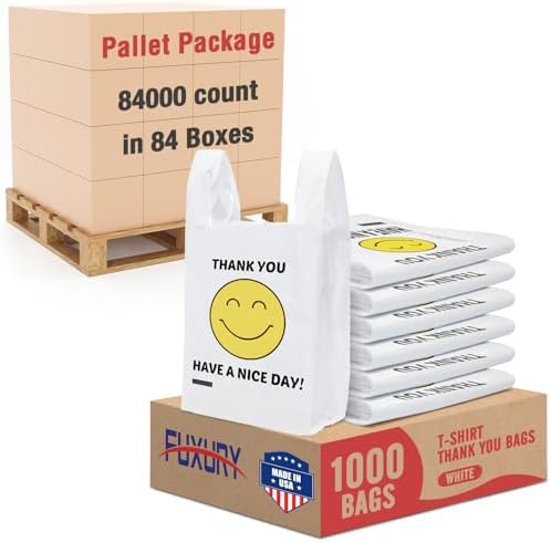 Fuxury 84000 (84K) Count Thank You Smile Plastic Shopping Bags with Handles by Fuxury