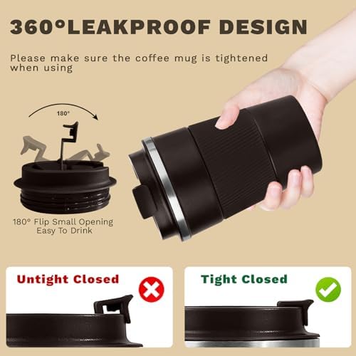 Vacuum Insulated Stainless Steel Travel Coffee Mug,Leak Proof Cup with Lid - Image 5