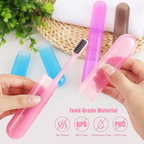 Hooqict 4 Pack Travel Toothbrush Case Portable Travel Toothbrush Holder Plastic Toothbrush Container Protector Cover Case for Traveling, Bathroom, Camping, Home, School, Business - Image 3