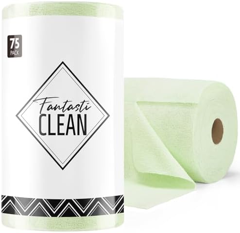 Fantasticlean Microfiber Cleaning Cloth Roll- 75 Sheets, 12" x 12" (Green) by Fantasticlean