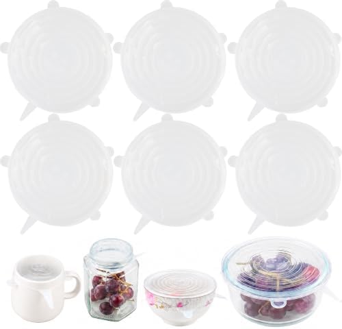 6pcs 5.9" Silicone Stretch Lids Reusable, Bowl Covers Food Storage for Home Container，Round Clear by Unknown