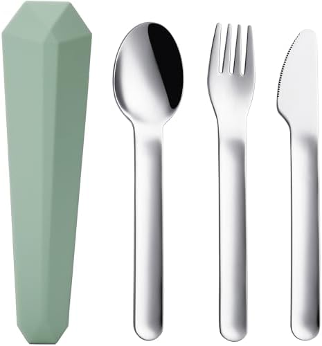 DEVICO Utensils for Lunch Box, 4Pcs Travel Silverware Set with Case, Green by DEVICO