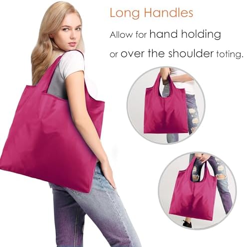 BeeGreen Cerise Reusable Grocery Bags Wholesale Reusable Kitchen Bags Bulk Foldable-Machine Washable with Zipper Storage Pouch 50 Packs - Image 2