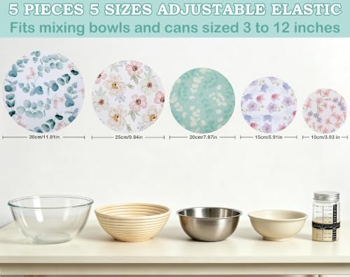 5Pcs Reusable Beeswax Elastic Bowl Covers for Bread Proofing and Food Cover - Image 5