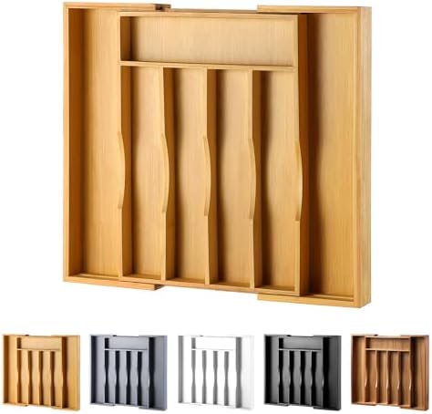 Expandable Bamboo Kitchen Drawer Organizer for Cutlery and Utensils, Adjustable Bamboo Wood Cutlery Tray in Drawer for Flatware and Silverware in Kitchen, (Natural) by oridom