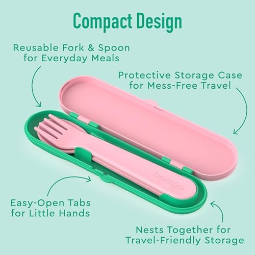 Bentgo Kids Plastic Utensil Set with Fork, Spoon, & Storage Case - Image 4