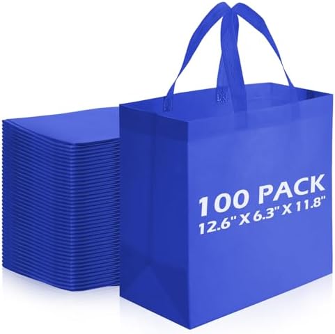 Reginary 100 PCS Non Woven Tote Bags Bulk,Blue by Reginary