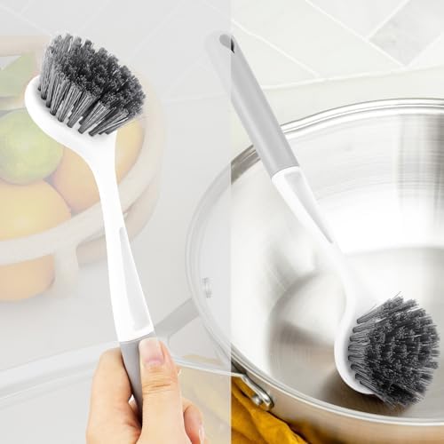2 Pack Kitchen Scrub Brushes for Cleaning Dish Brush with Handle for Pans, Pots, Kitchen Sink Cleaning Scrub Brushes (PP Plastic) - Image 4