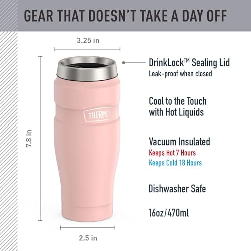 THERMOS Stainless King Stainless Steel Tumbler, 16oz, Matte Pink - Image 2