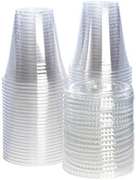 GUSTO 12 oz Clear Plastic Cups with Lids [50 Sets] Iced Coffee Cups - Image 6